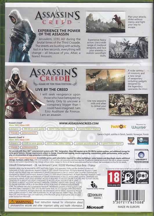 Assassins Creed Double Pack - Classics - XBOX 360 (B Grade) (Genbrug)